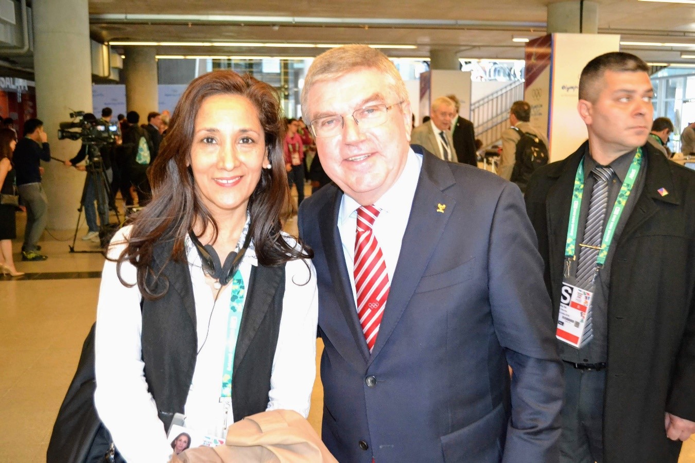 Sra Patricia K Pitaluga, Sr Thomas Bach presidente del Comité Olímpico Internacional
