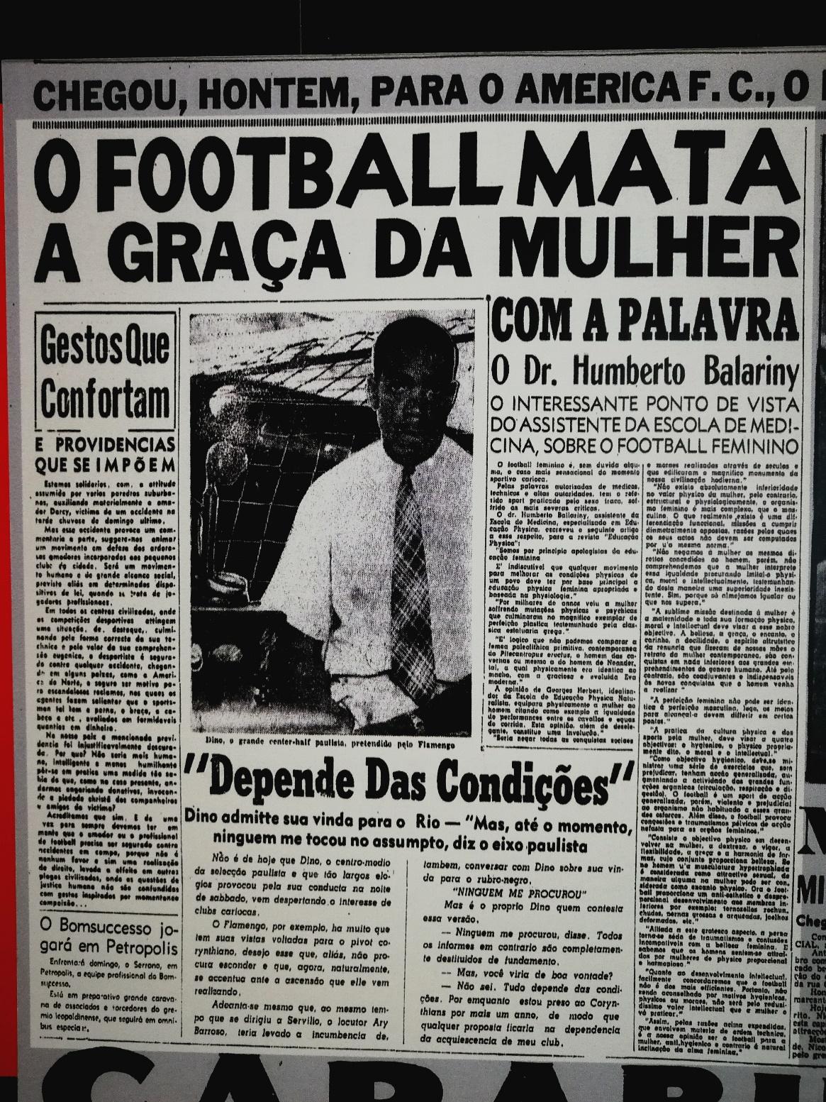 “El fútbol mata el encanto de la mujer” titulaba el diario <em>O imparcial</em> el 14 de enero de 1941.