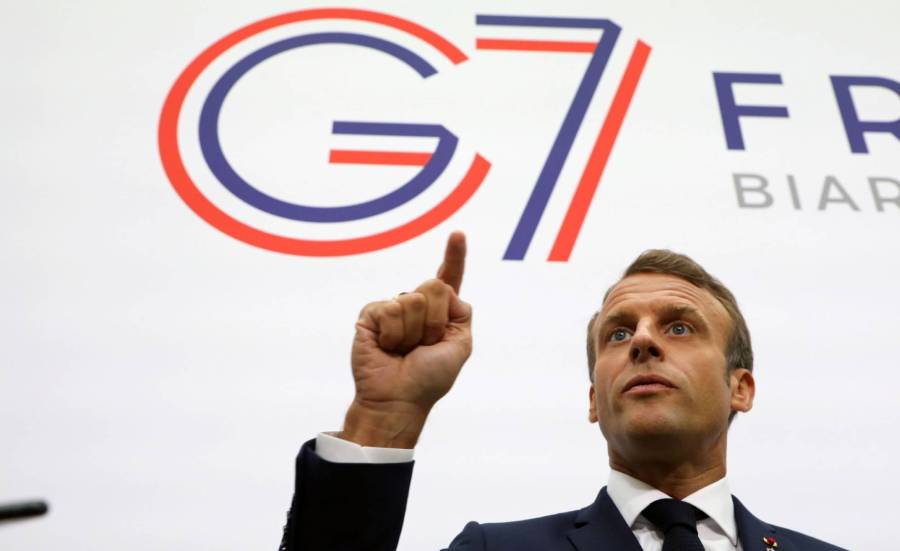  El presidente francés, Emmanuel Macron, hace unas declaraciones en la cumbre del G7 de Biarritz.LUDOVIC MARIN&nbsp;AFP 