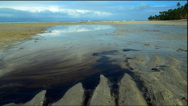 mancha de petróleo en la playa de Carneiros en Tamandare, estado de Pernambuco, Brasil (REUTERS)
