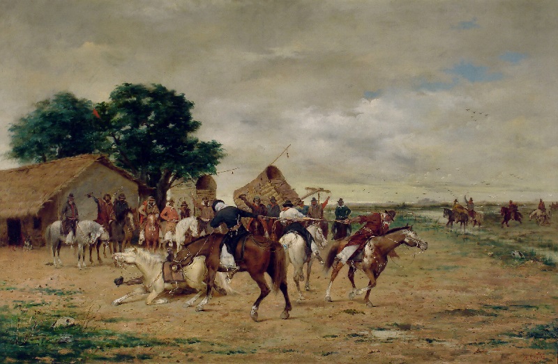 El juego del pato, Ángel Della Valle, óleo sobre tela, MNBA.