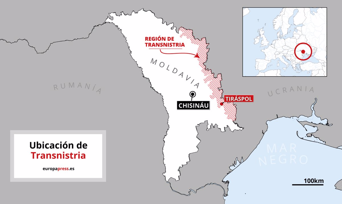 Mapa de Moldavia con la localización de Transnistria. Será el próximo paso de Rusia?