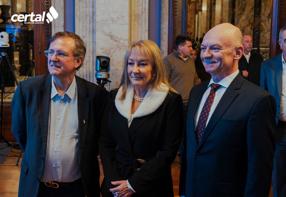 Pablo Scotellaro Pte. ejecutivo de Certal, Carolina Cosse, vicepte. del Uruguay y Walter Barone vicepte. de la Unión Internacional de Magistrados (UIM)